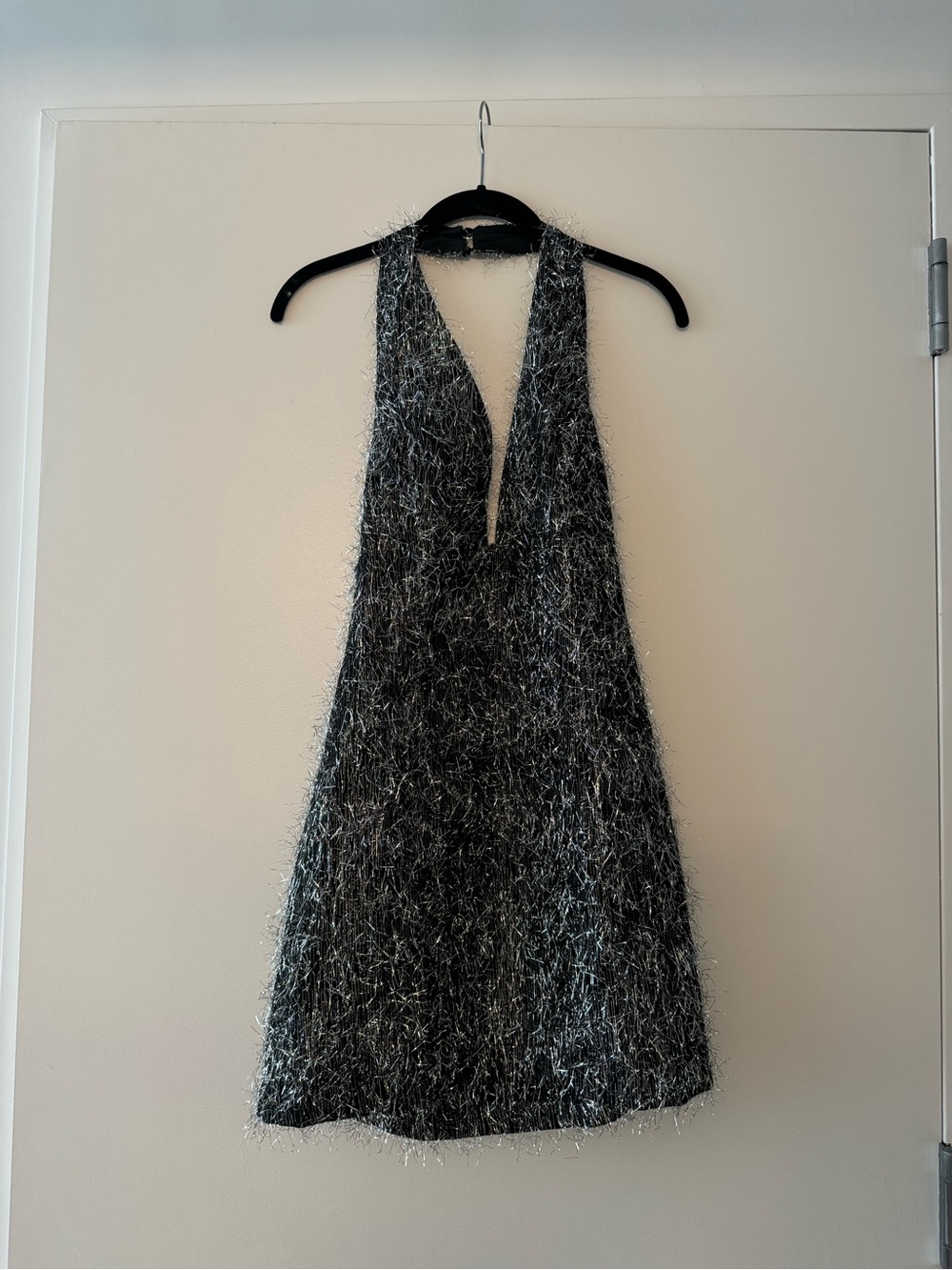 Halter Mini Dress - Black/Silver